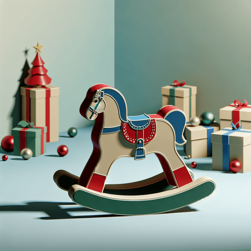 Christmas Rocking Horse. Plastic style Single Game Texture. In-Game asset. 2d. Blank background. High contrast. No shadows.