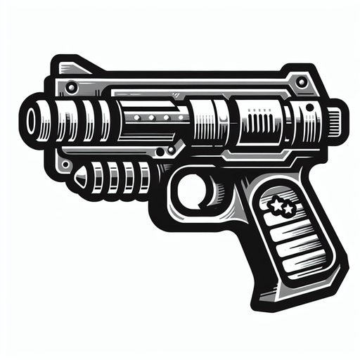 toy gun.
Single Game Texture. In-Game asset. 2d. Blank background. High contrast. No shadows.