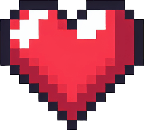 Pixel art heart icon . Single Game Texture. In-Game asset. 2d. Blank background. High contrast. No shadows.