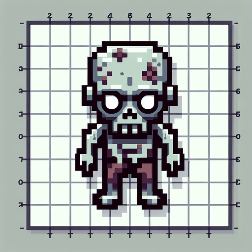 Un zombie en 2D vue du dessus.
Single Game Texture. In-Game asset. 2d. Blank background. High contrast. No shadows.