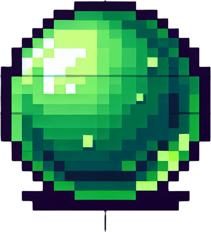 a green poison sphere, I want the art style to reflect a classic 16-bit retro pixel art aesthetic, reminiscent of early 1990s RPGs..
Single Game Texture. In-Game asset. 2d. Blank background. High contrast. No shadows.