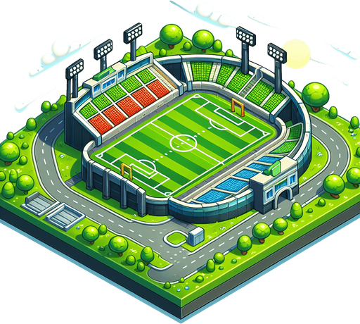 Cartoon football stadium
Single Game Texture. In-Game asset. 2d. Blank background. High contrast. No shadows.