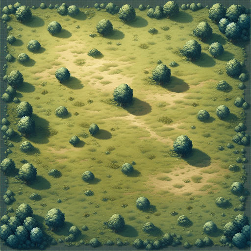 empty battlefield. meadow without trees. direct top down view.
Single Game Texture. In-Game asset. 2d. Blank background. High contrast. No shadows.