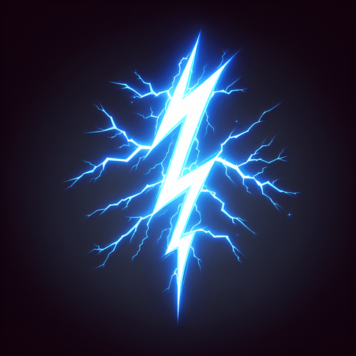 lightning bolt.
Single Game Texture. In-Game asset. 2d. Blank background. High contrast. No shadows.