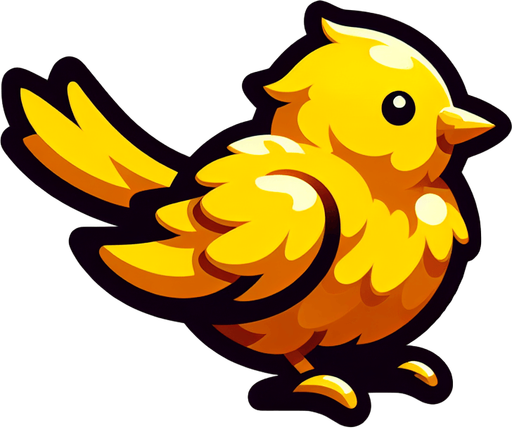 A yellow bird.
Single Game Texture. In-Game asset. 2d. Blank background. High contrast. No shadows.