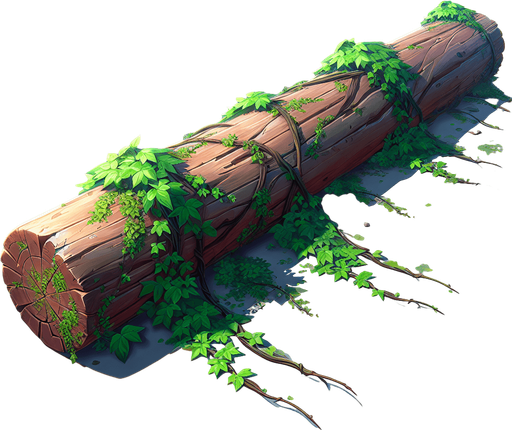 2d single log laying long ways on side with vines seen from side unreal engine 5
Single Game Texture. In-Game asset. 2d. Blank background. High contrast. No shadows.