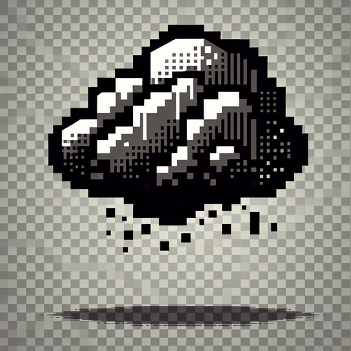 a pixel cloud.
Single Game Texture. In-Game asset. 2d. Blank background. High contrast. No shadows.