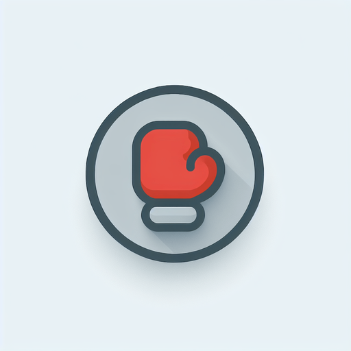 basic light gray convex round button with a red boxing glove icon.
UI