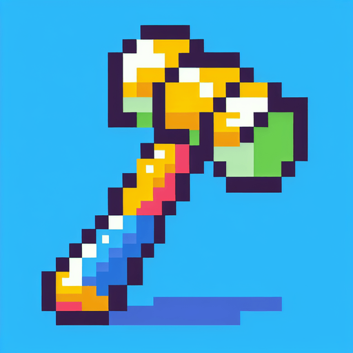 pixel art of plastic squeaky hammer.