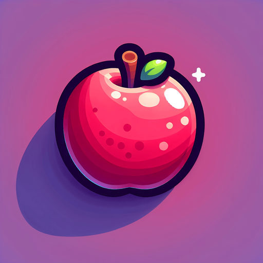 apple.
Single Game Texture. In-Game asset. 2d. Blank background. High contrast. No shadows.