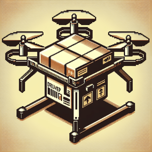 Delivery drone.
lateral view. retro gaming style