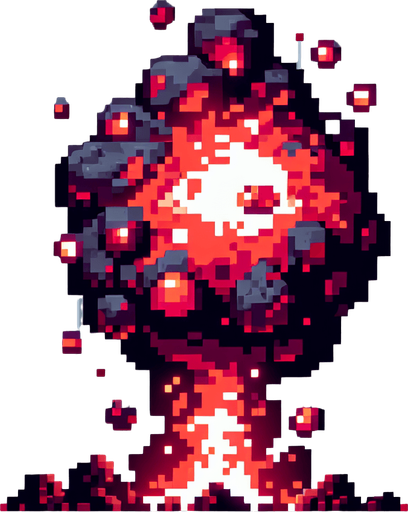 chunky magma magical projectile. 8-bit pixelated. red soft-palette colored.
Single Game Texture. In-Game asset. 2d. Blank background. High contrast. No shadows.