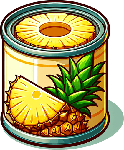 Delicious slice of (canned) pineapple with peel and center removed..
Single Game Texture. In-Game asset. 2d. Blank background. High contrast. No shadows.