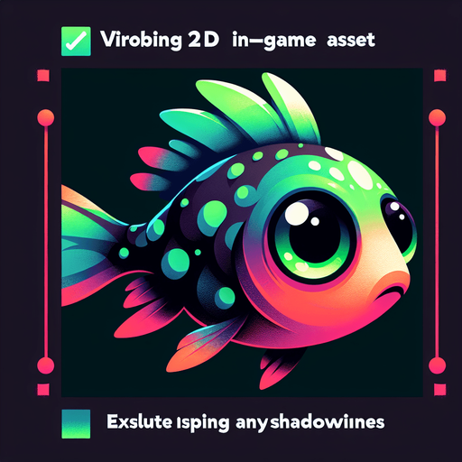 Fish with green eyes.
Single Game Texture. In-Game asset. 2d. Blank background. High contrast. No shadows.