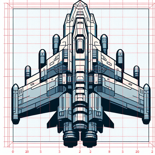 spaceship, facing up.
Single Game Texture. In-Game asset. 2d. Blank background. High contrast. No shadows.