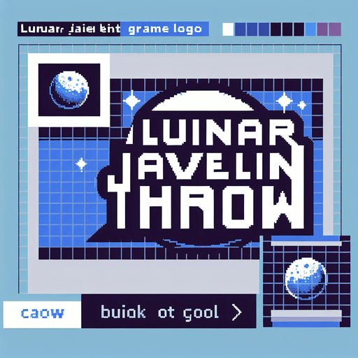 pixelart. a cool game logo with the text 'Lunar Javelin Throw'.
Single Game Texture. In-Game asset. 2d. Blank background. High contrast. No shadows.