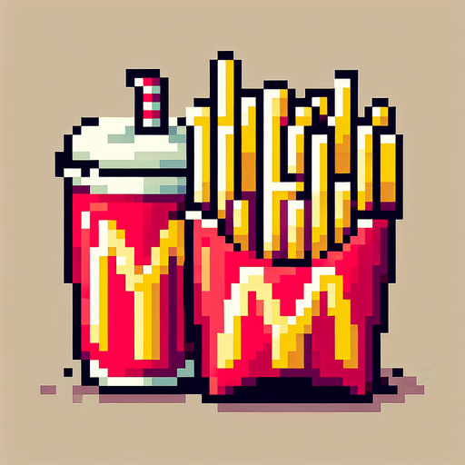 macdonalds fries but with the M letter rotated so it looks like a 3. pixelated. 8 bit.
Single Game Texture. In-Game asset. 2d. Blank background. High contrast. No shadows.