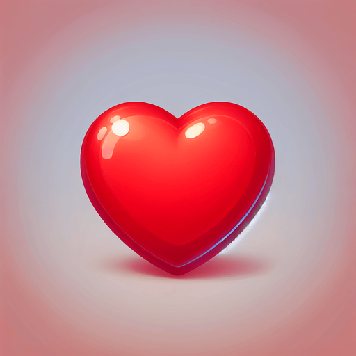 Vibrant red candy heart. cartoon. Sugar.
Game asset. 2d. Blank background. High contrast. No shadows.