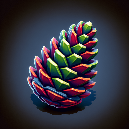 a christmas pine cone. plastic style. Single Game Texture. In-Game asset. 2d. Blank background. High contrast. No shadows.