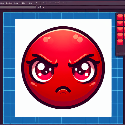 create a cartoon-style illustration of an red girly angry emoji.
Single Game Texture. In-Game asset. 2d. Blank background. High contrast. No shadows.