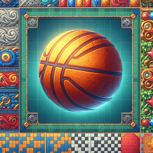 2d basketball in the art style of final fantasy 9.
Single Game Texture. In-Game asset. 2d. Blank background. High contrast. No shadows.