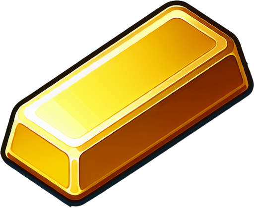 gold bar.
Single Game Texture. In-Game asset. 2d. Blank background. High contrast. No shadows.