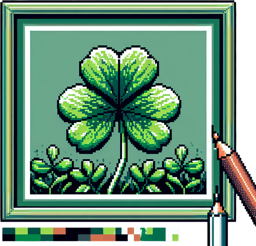 pixel art of a 4 leaf clover.