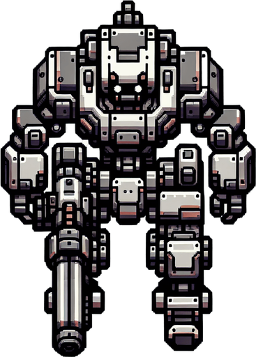 top down robot with gun.
Single Game Texture. In-Game asset. 2d. Blank background. High contrast. No shadows. topdown shooter