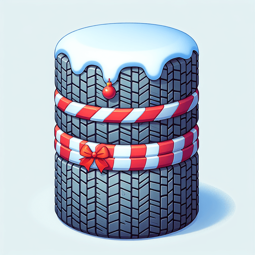 2d stacked christmas winter tire Single Game Texture. In-Game asset. 2d. Blank background. High contrast. No shadows.