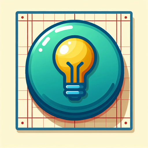 A round cyan button with a yellow lamp bulb..
Single Game Texture. In-Game asset. 2d. Blank background. High contrast. No shadows.