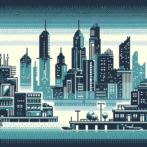 Design a minimalistic, pixelated background for a cyberpunk AI city, focusing on a futuristic yet understated aesthetic to ensure it doesn't overshadow game elements.. pixelated. 8 bit..
Single Game Texture. In-Game asset. 2d. Blank background. High contrast. No shadows.