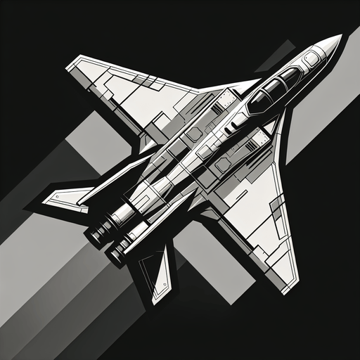 Fighter jet.
Single Game Texture. In-Game asset. 2d. Blank background. High contrast. No shadows.