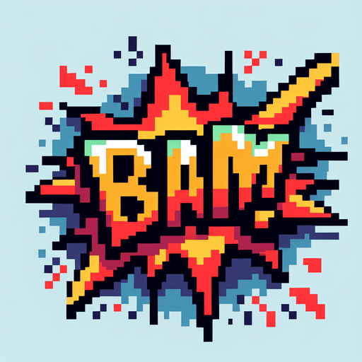 pixel art of bam comic symbol.