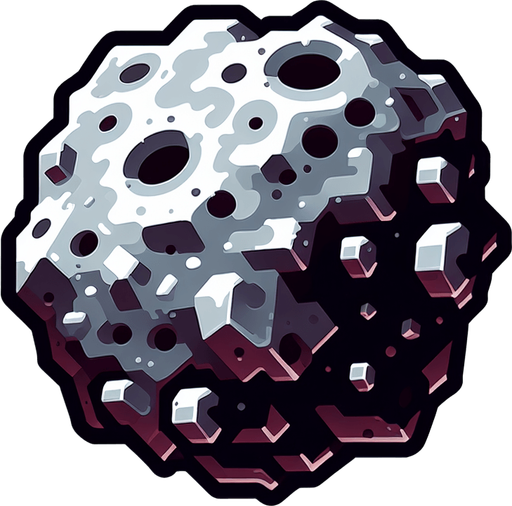 asteroid.
Single Game Texture. In-Game asset. 2d. Blank background. High contrast. No shadows.