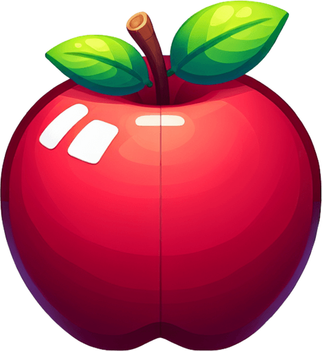 Apple.
Single Game Texture. In-Game asset. 2d. Blank background. High contrast. No shadows.