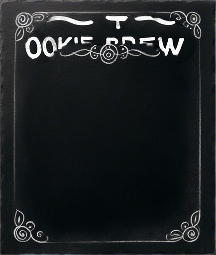 "ROOKIE BREW" handwritten in chalk