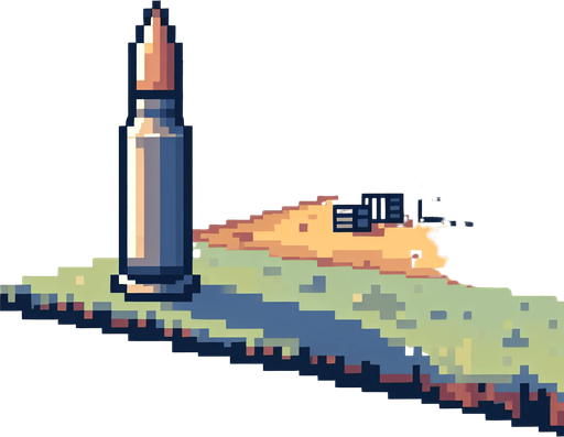 a pixelated bullet.
Single Game Texture. In-Game asset. 2d. Blank background. High contrast. No shadows.