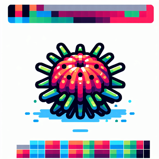 cartoon. 8-bit. sea urchin. colorful.
Single Game Texture. In-Game asset. 2d. Blank background. High contrast. No shadows.