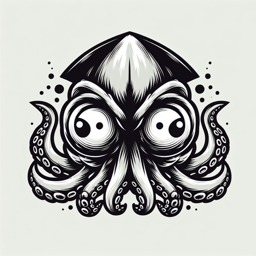 Create a cartoon-style illustration of a giant squid menacingly staring...
Single Game Texture. In-Game asset. 2d. Blank background. High contrast. No shadows.