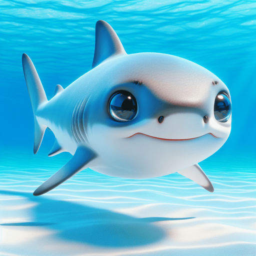 Cute Baby shark..
. 2024 game style. Side view. Photorealistic