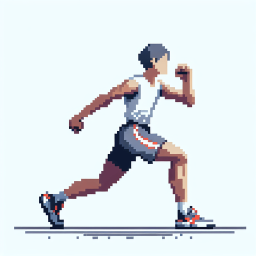 side-view of an athlete. single game sprite, pixel art, blank background.