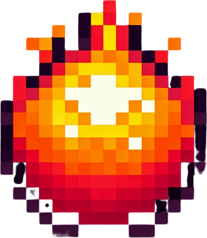 fireball icon, front view, I want the art style to reflect a classic 16-bit retro pixel art aesthetic, reminiscent of early 1990s RPGs with vibrant colors..
Single Game Texture. In-Game asset. 2d. Blank background. High contrast. No shadows.