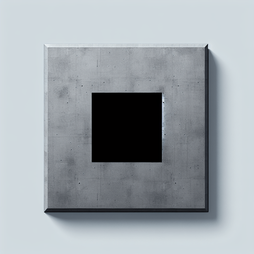 the surface is gray, concrete with a black square in the center.
Single Game Texture. In-Game asset. 2d. Blank background. High contrast. No shadows.