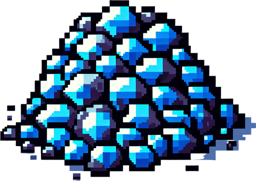 pixel art of a ore clump with blue diamonds.
Game asset. 2d. Blank background. High contrast. No shadows.