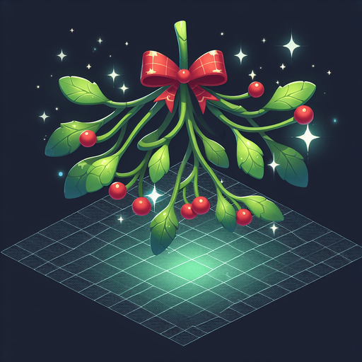 2d christmas magical mistletoe Single Game Texture. In-Game asset. 2d. Blank background. High contrast. No shadows.