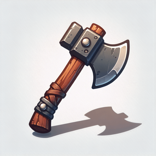 axe sprite
Single Game Texture. In-Game asset. 2d. Blank background. High contrast. No shadows.