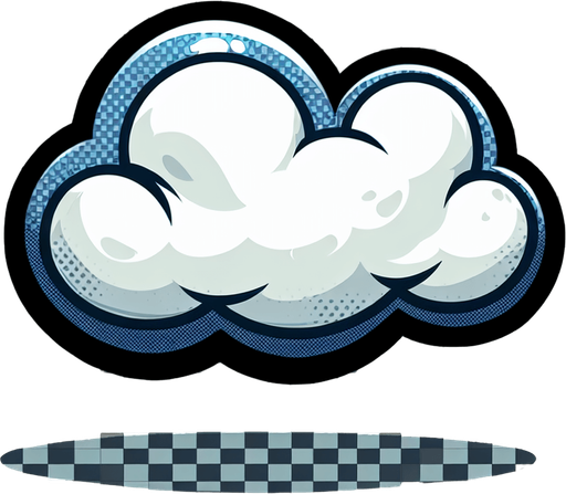 A cloud in a comic style Single Game Texture. In-Game asset. 2d. Blank background. High contrast. No shadows.