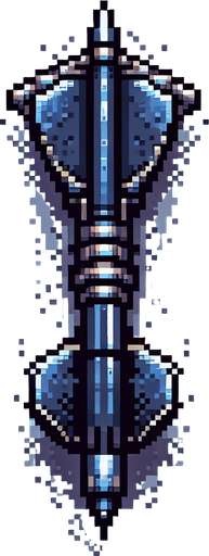 a straight crossbow bolt made of cobalt. top down view. pixelart. bolt only, crossbow not included. vertical display, from bottom to top. Single Game Texture. In-Game asset. 2d. Blank background. High contrast. No shadows.