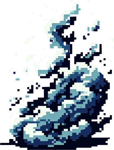 Pixel smoke.
Single Game Texture. In-Game asset. 2d. Blank background. High contrast. No shadows.