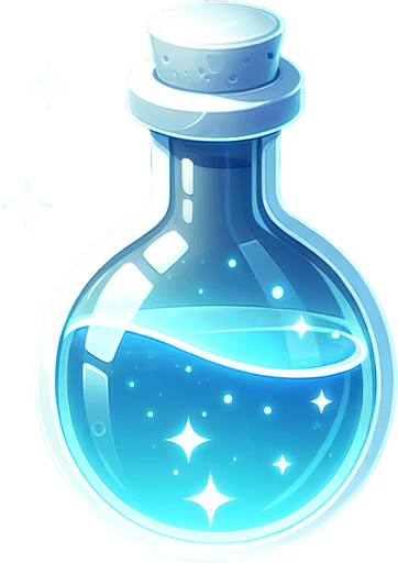 potion magique blanche lumineuse.
Single Game Texture. In-Game asset. 2d. Blank background. High contrast. No shadows.